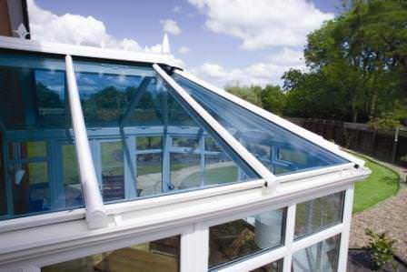 Ultraframe conservatory with Conservaglass Subtle Blue