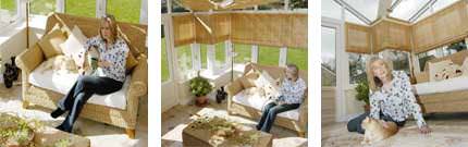 Mrs McKechnie relaxing in her T-shaped Ultraframe conservatory